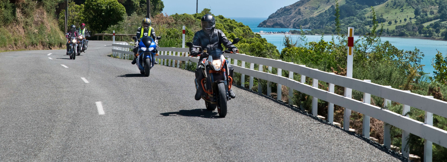 Four riders on the road