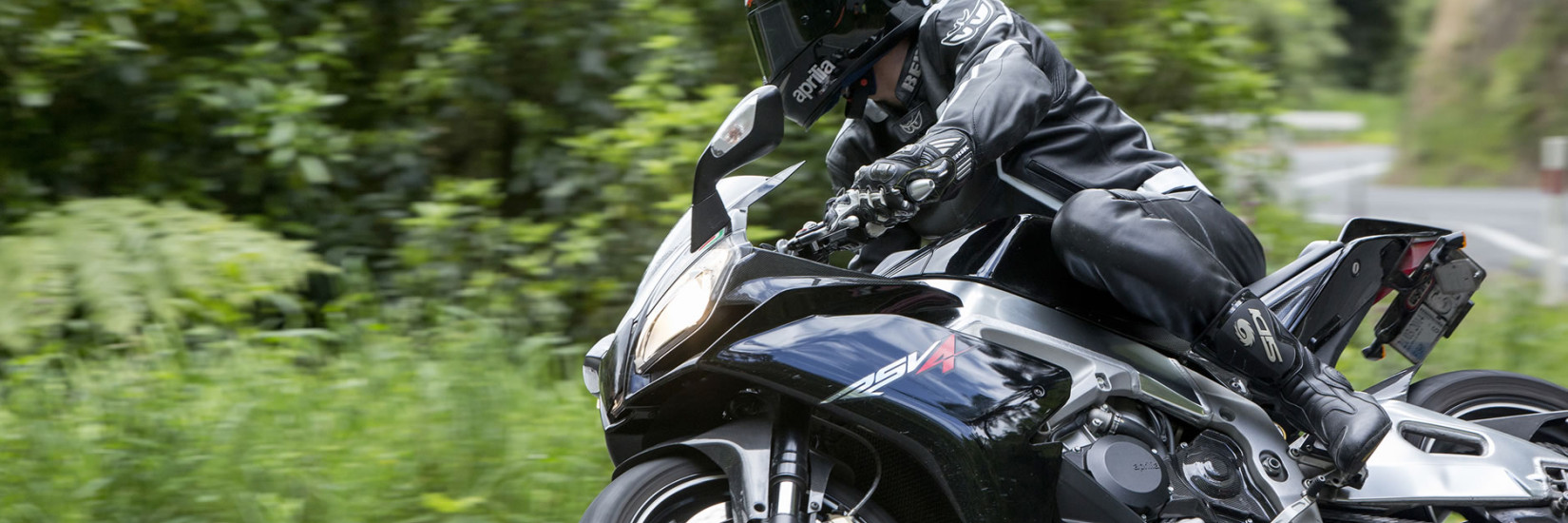 Action shot of motorcycle turning around a corner