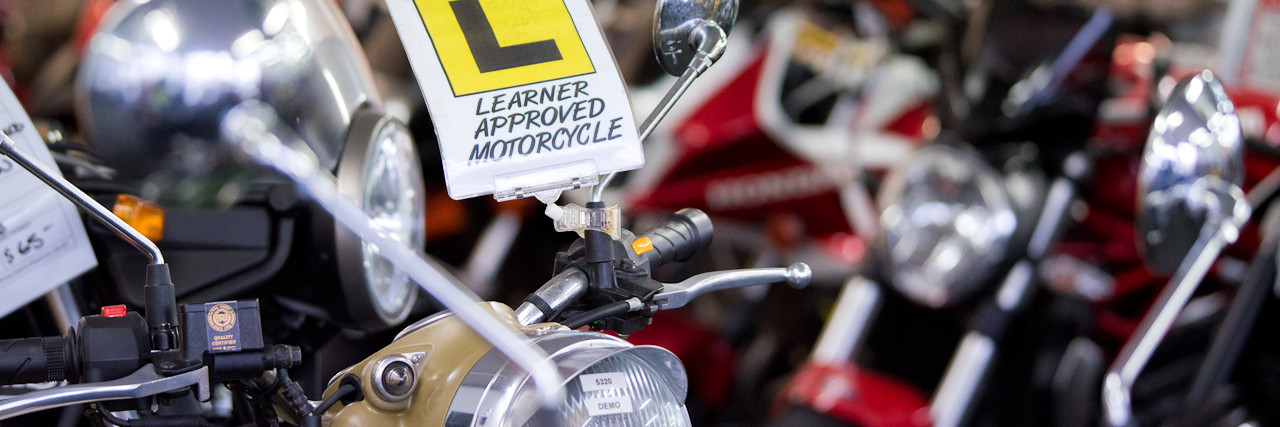 Motorcycle with Learner Approved Motorcycle sign