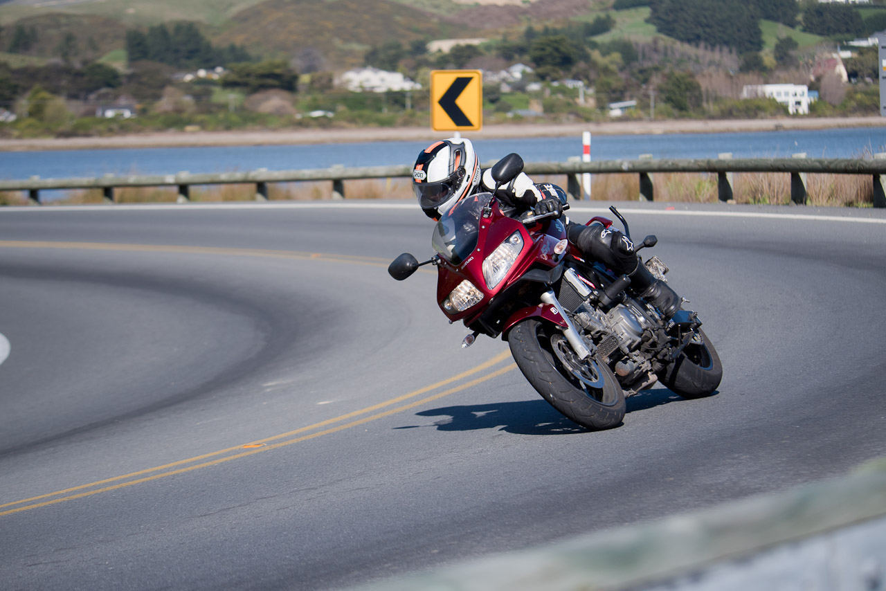 Motorcyclist riding a corner